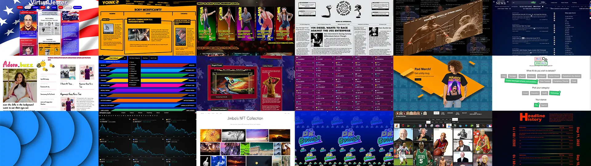 A collage of website images